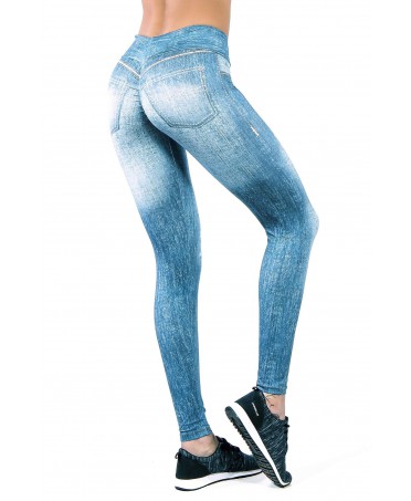 Seamless leggings PUSH UP MAX MARBLE K111 blue jeans MITARE Size